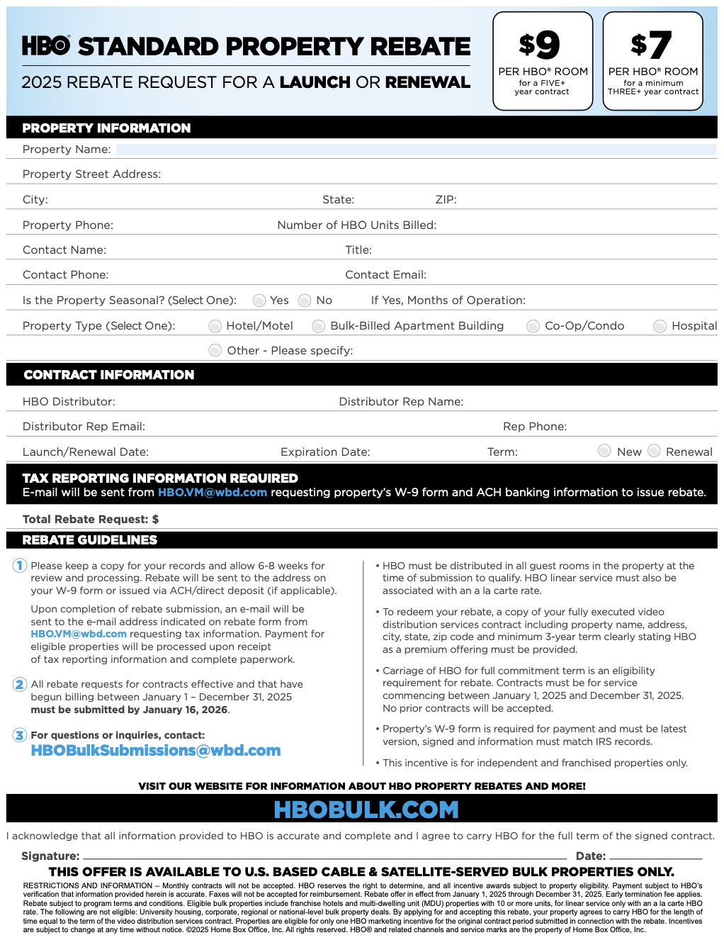 2025 HBO Standard Property Rebate 